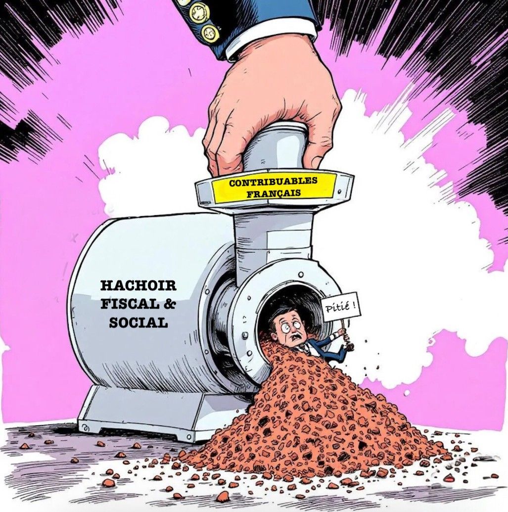 Personnage sortant d'un hachoir fiscal