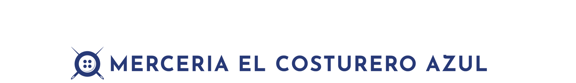 A blue and white logo for merceria el costurero azul