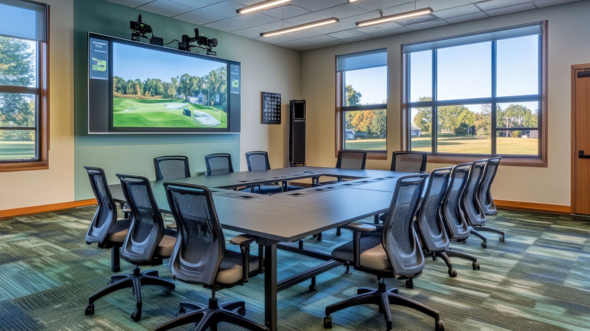 Salle de réunion avec écran panoramique