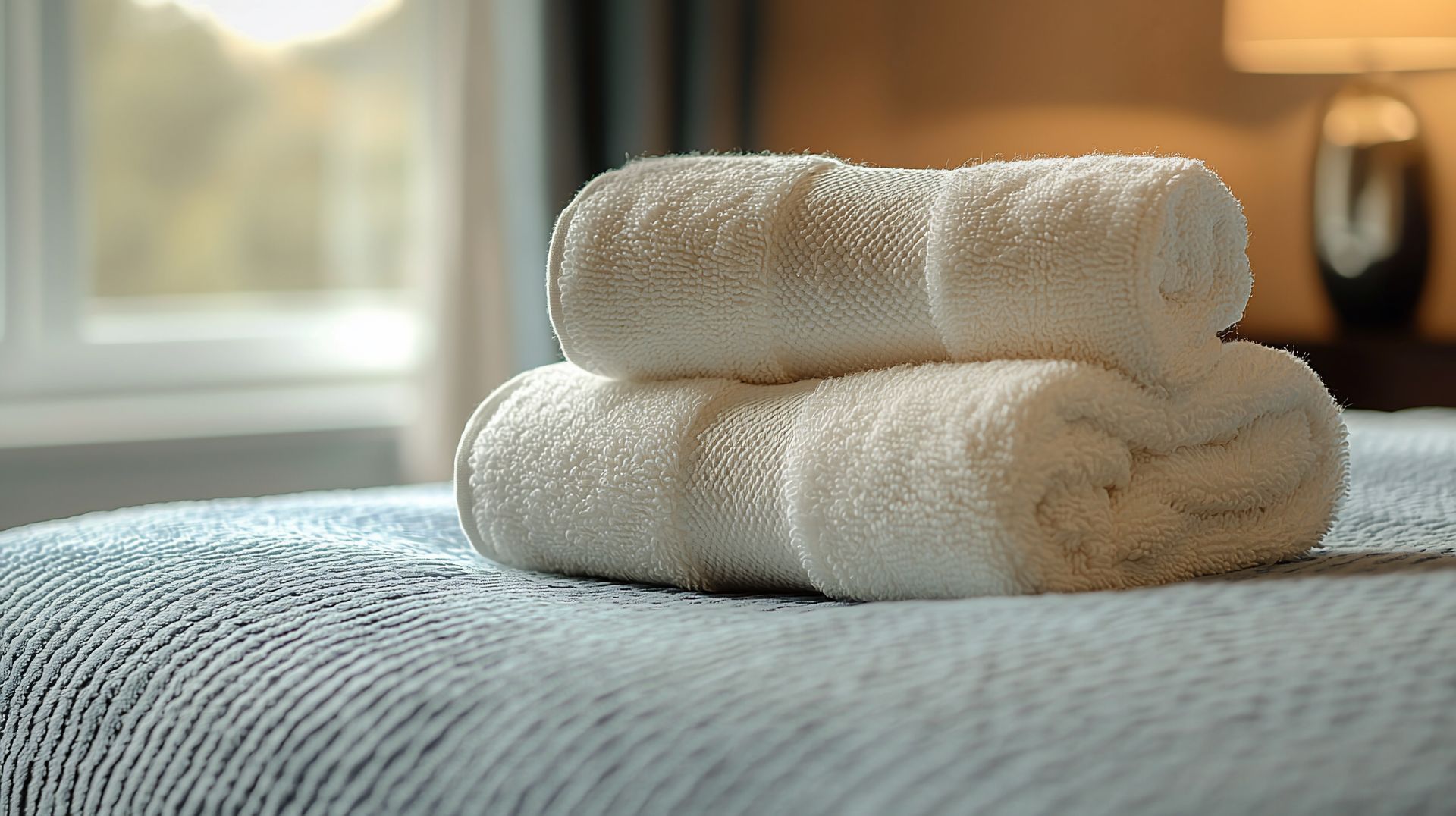 Serviettes de bain posées sur un lit