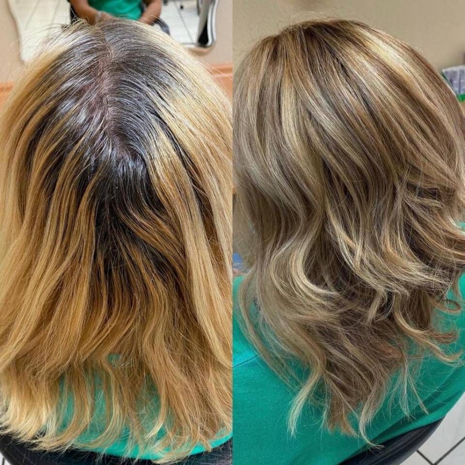 Ma Griffe Friseure Vorher-Nachher-Bild Haare vor und nach dem Friseurbesuch