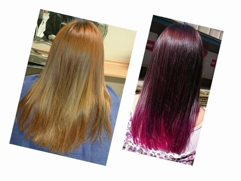 Ma Griffe Friseure Frau mit mittellangen Haaren nach dem Friseurbesuch