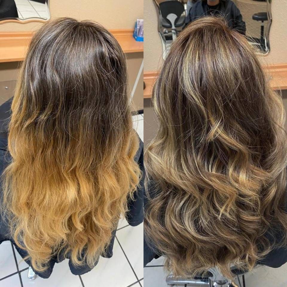 Ma Griffe Friseure Vorher-Nachher-Bild Haare vor und nach dem Friseurbesuch