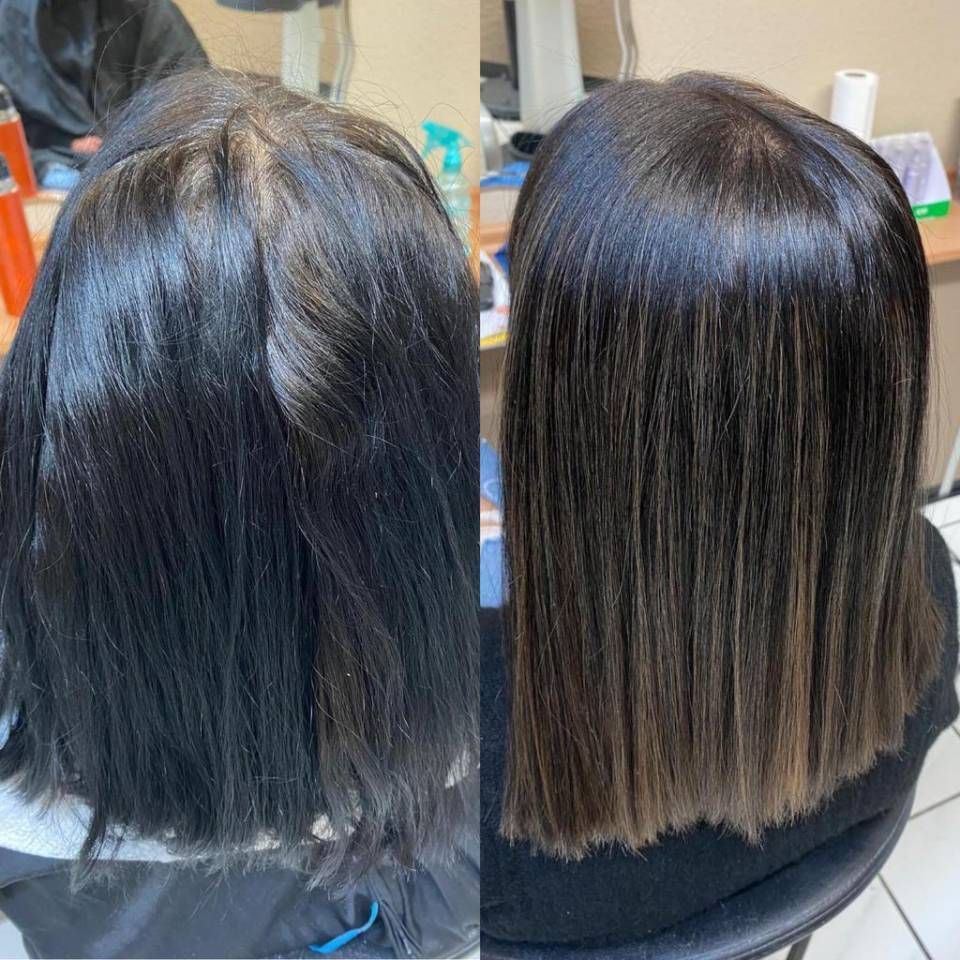 Ma Griffe Friseure Vorher-Nachher-Bild Haare vor und nach dem Friseurbesuch