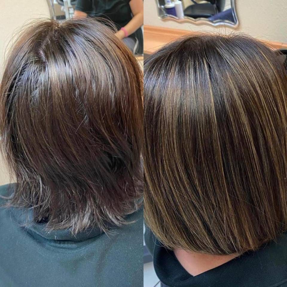 Ma Griffe Friseure Vorher-Nachher-Bild Haare vor und nach dem Friseurbesuch