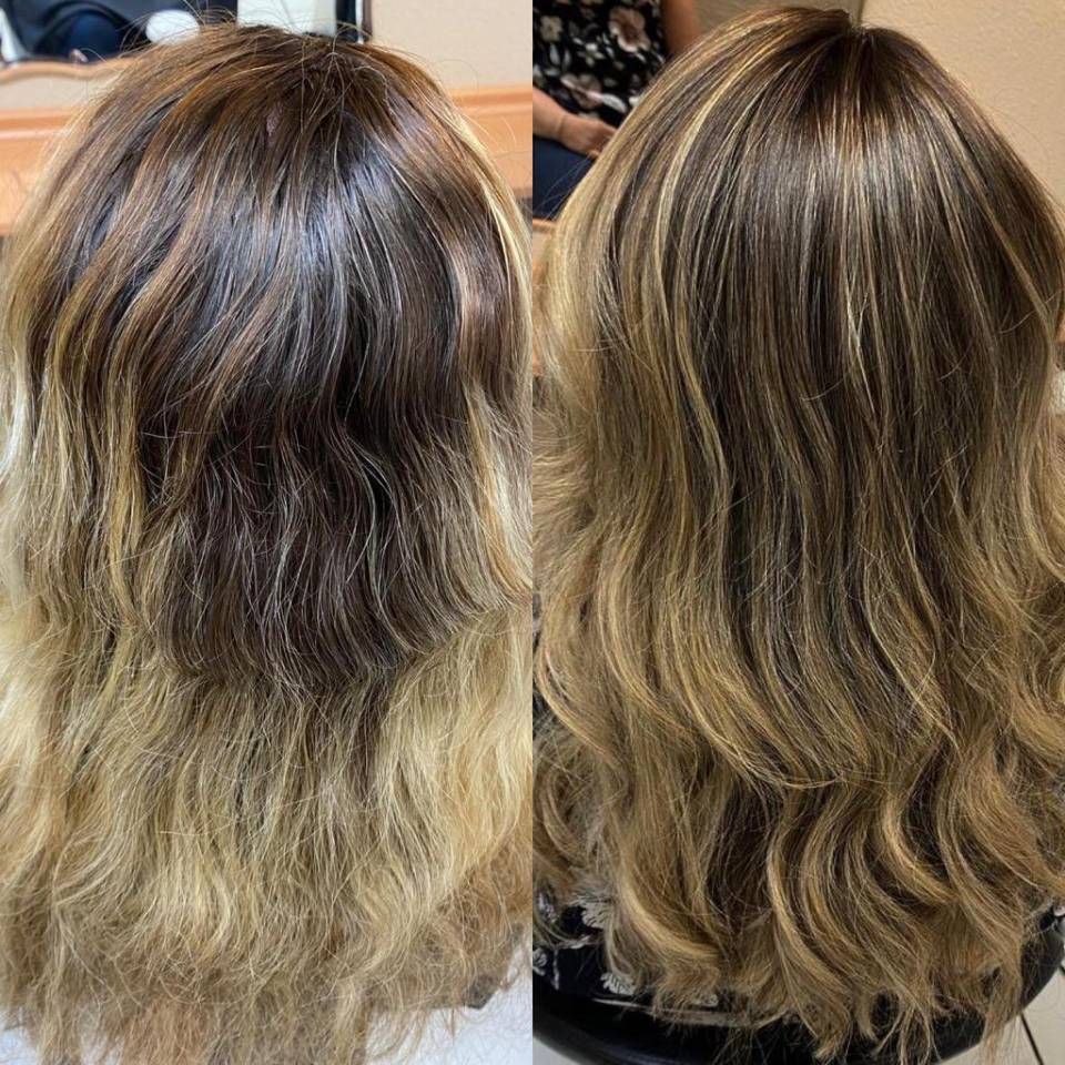 Ma Griffe Friseure Vorher-Nachher-Bild Haare vor und nach dem Friseurbesuch