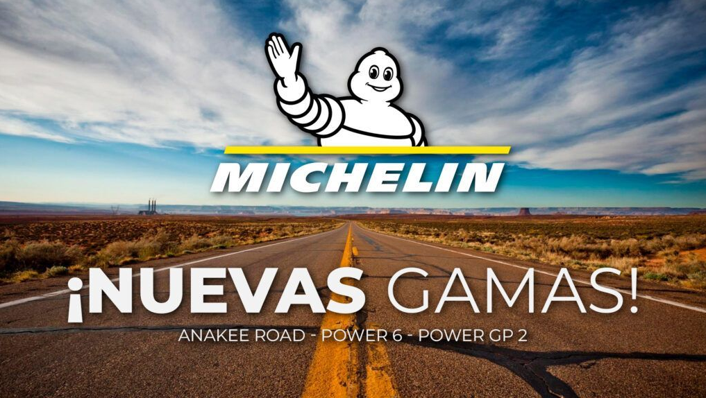 Un anuncio de Michelin con una carretera al fondo.