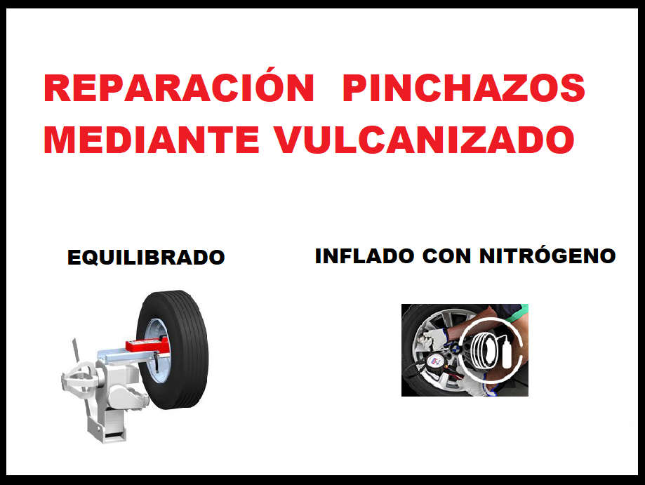 A sign that says ' reparacion pinchazos mediante vulcanizado ' on it