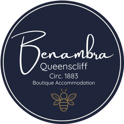 The logo for benambra queenscliff circ. 1883 boutique accommodation