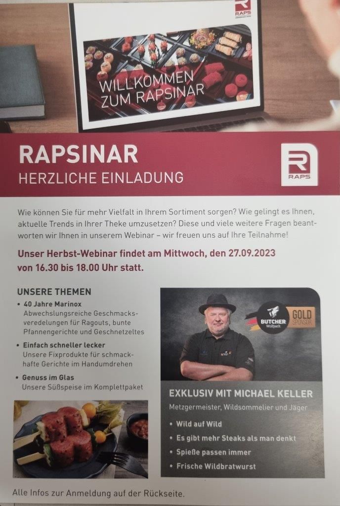 Raps in Kulmbach – immer einen Webinar Besuch wert – MUPÄZ Kulmbach September 2023