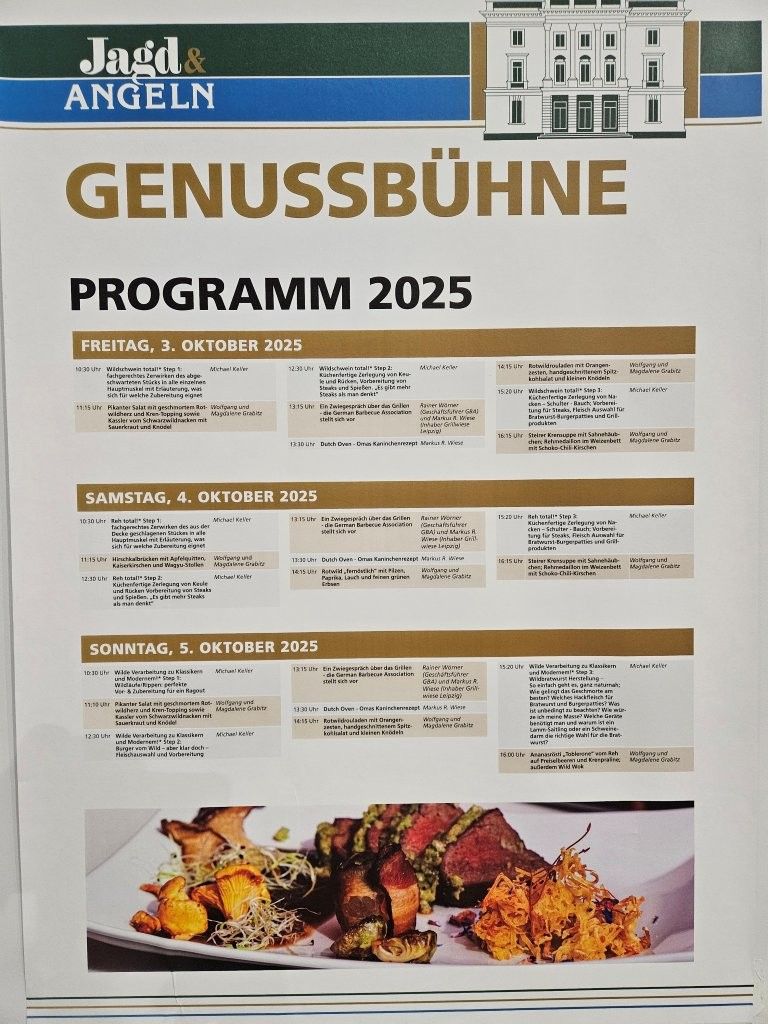 Jagd & Angeln - täglich ein Tier zerlegt und zubereitet - Genussbühne - Leipzig 03. - 05.10.25