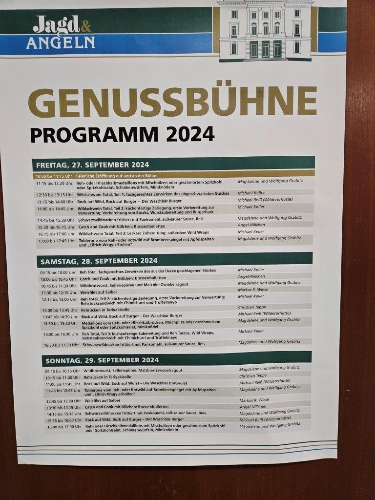 Jagd & Angeln - Wildschwein und Reh Total auf der Genussbühne - 27. - 28.09.24 Leipzig