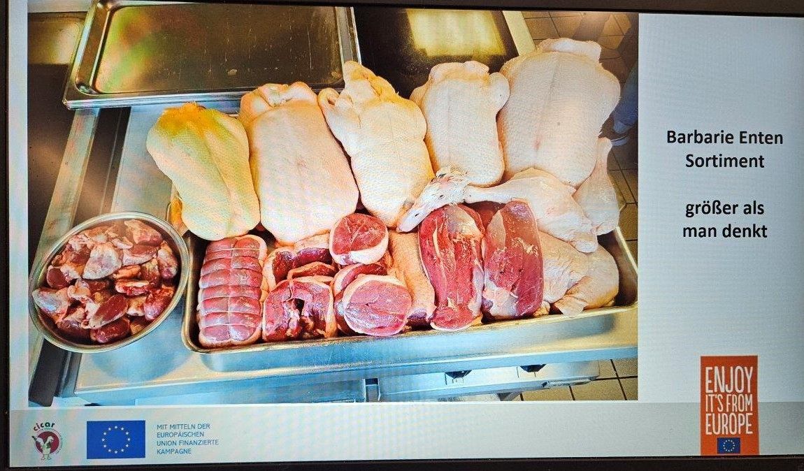 Ein Tablett mit Fleisch und Hühnchen steht auf einem Tisch