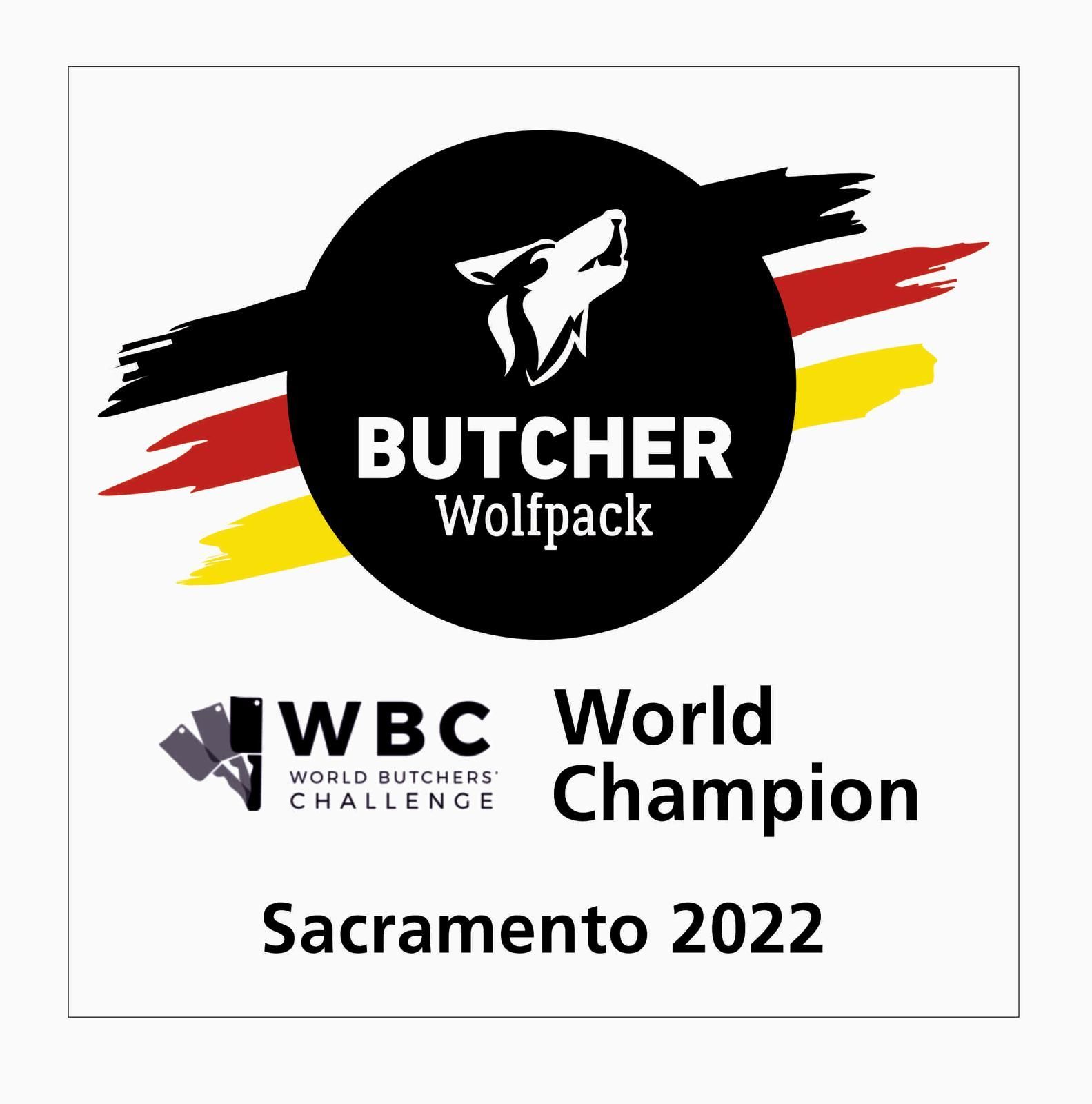 Das Logo für den Butcher Wolfpack-Weltmeister Sacramento 2022.