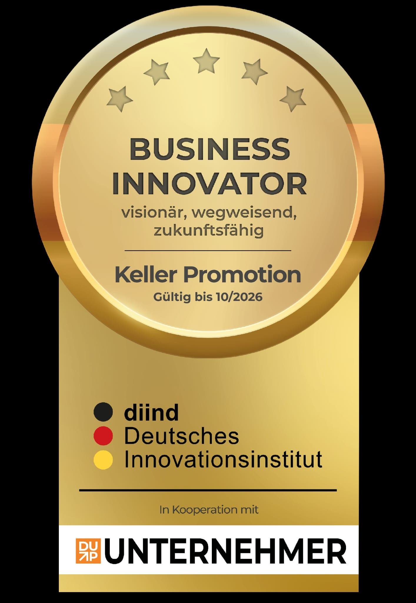 Unternehmer Auszeichnung 2025 für Keller Promotion