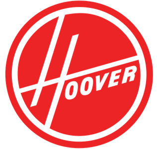 Logo Hoover : Texte blanc  HOOVER  sur fond circulaire rouge, surmonté de deux lignes blanches.