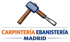Logo de carpintería y ebanistería Madrid con martillo y cincel cruzados