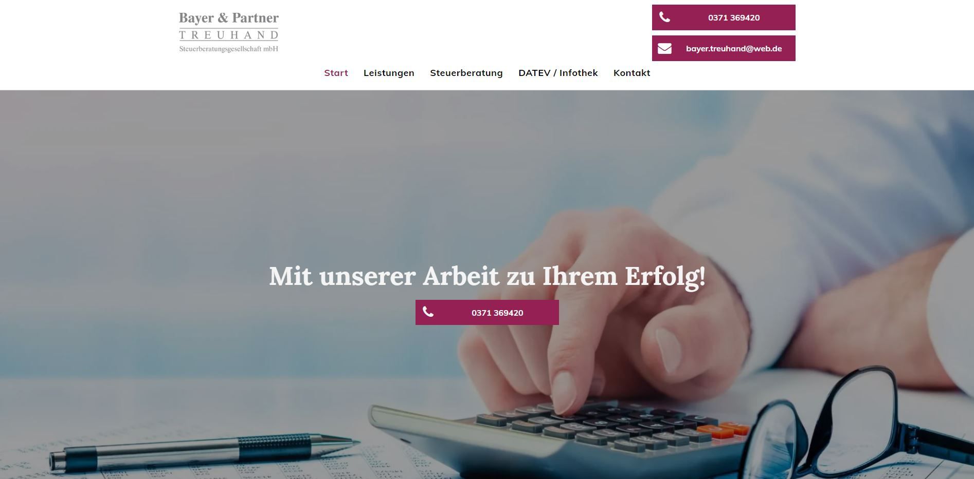 A person calculating with a calculator. The text says