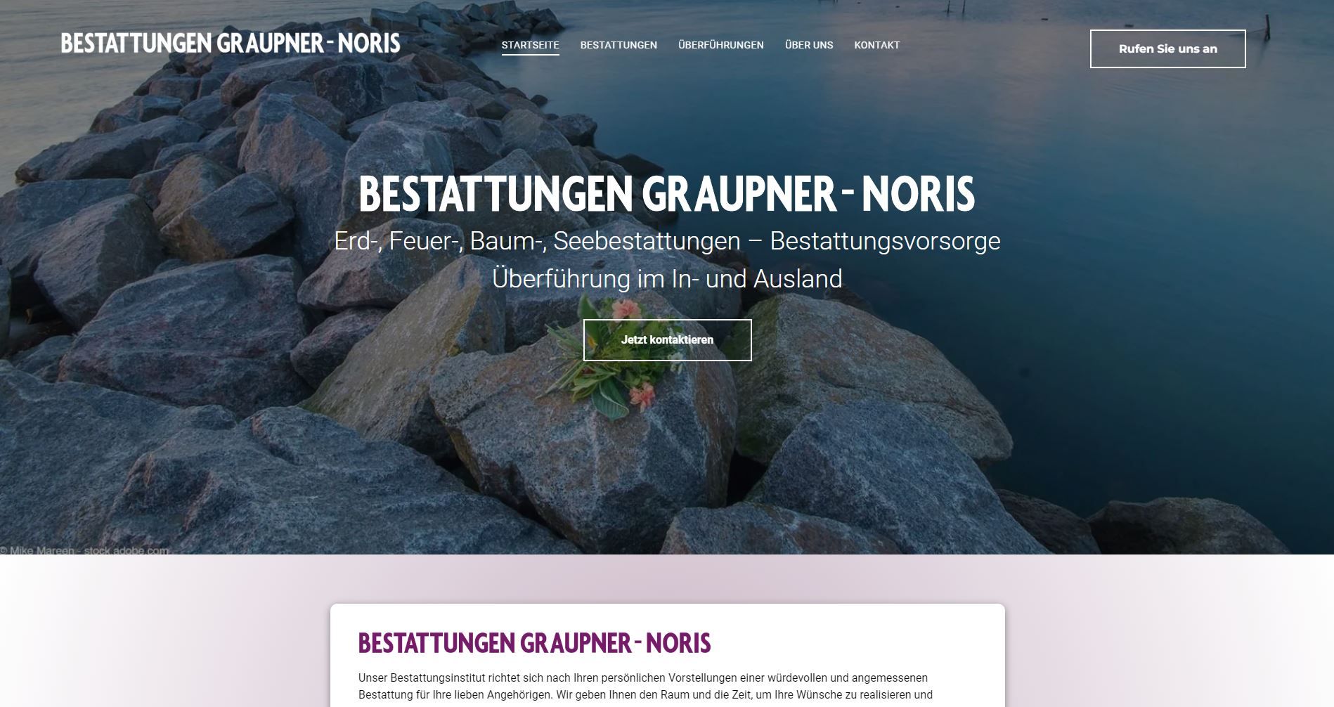 Website homepage with text
