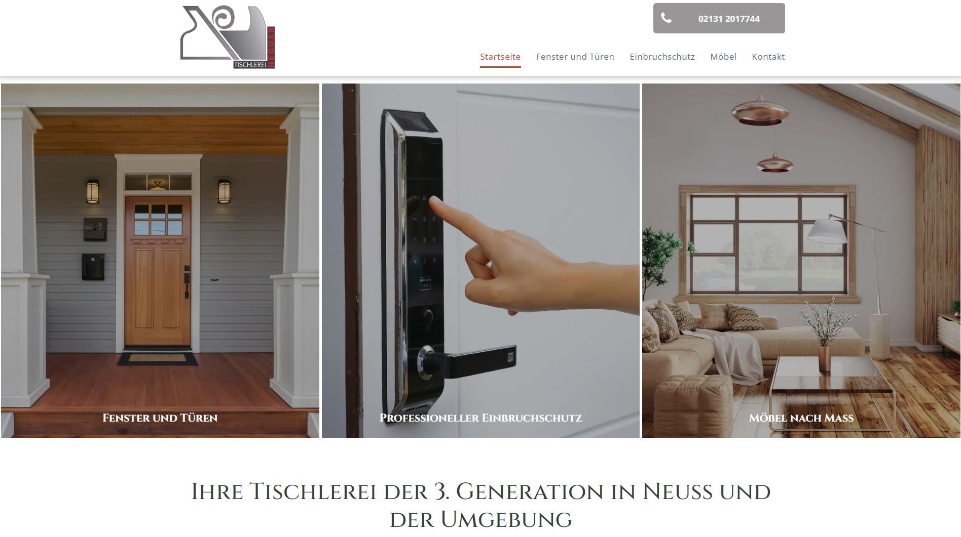 Website-Header mit Bildern einer Tür, eines intelligenten Schlosses und eines Fensters.