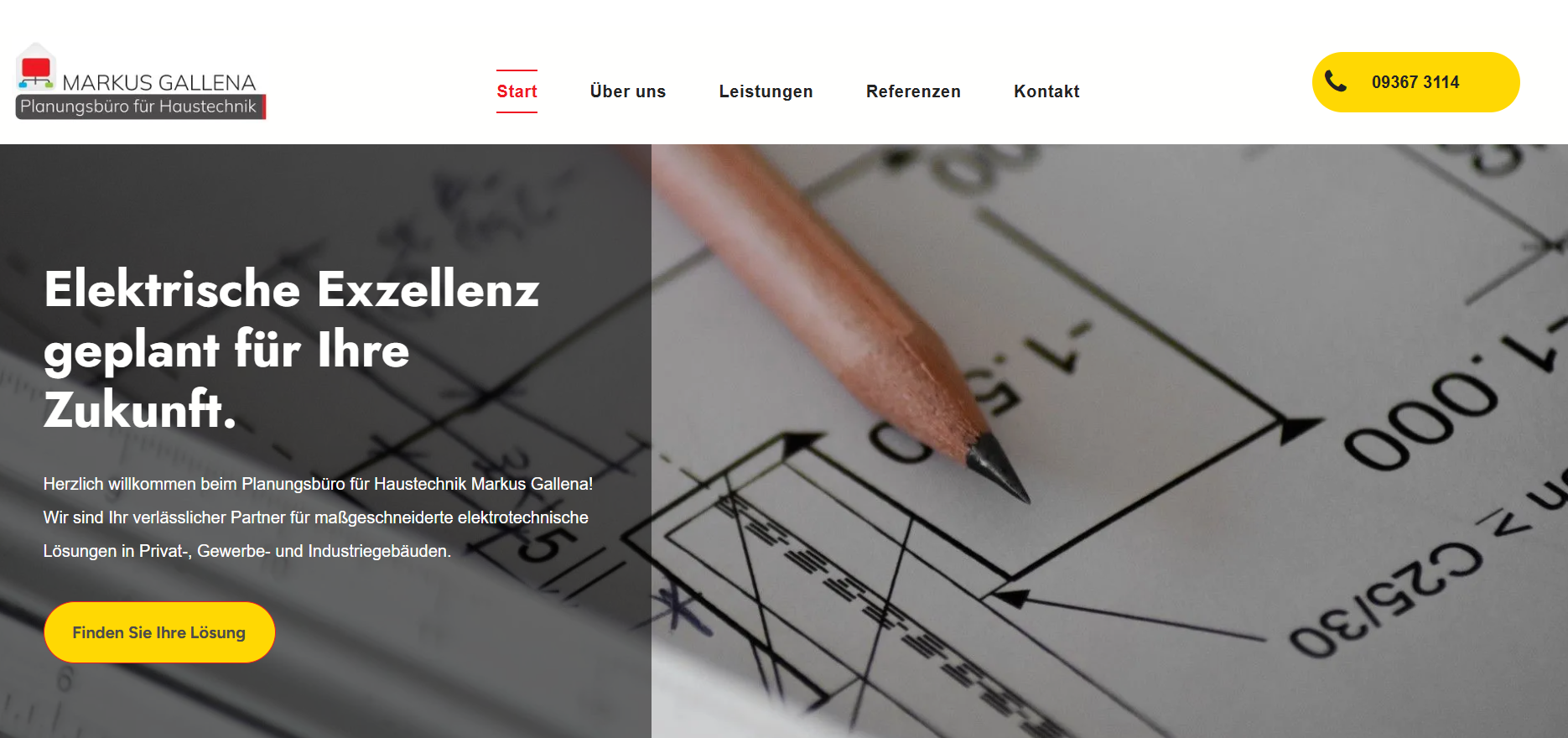 Website homepage with text 