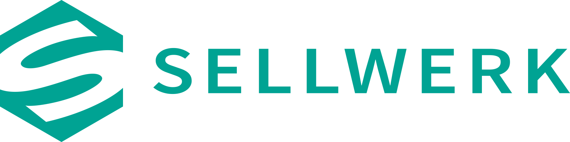 Logo: Blaugrünes Sechseck mit einer „S“-Form, gefolgt vom Text „SELLWERK“.
