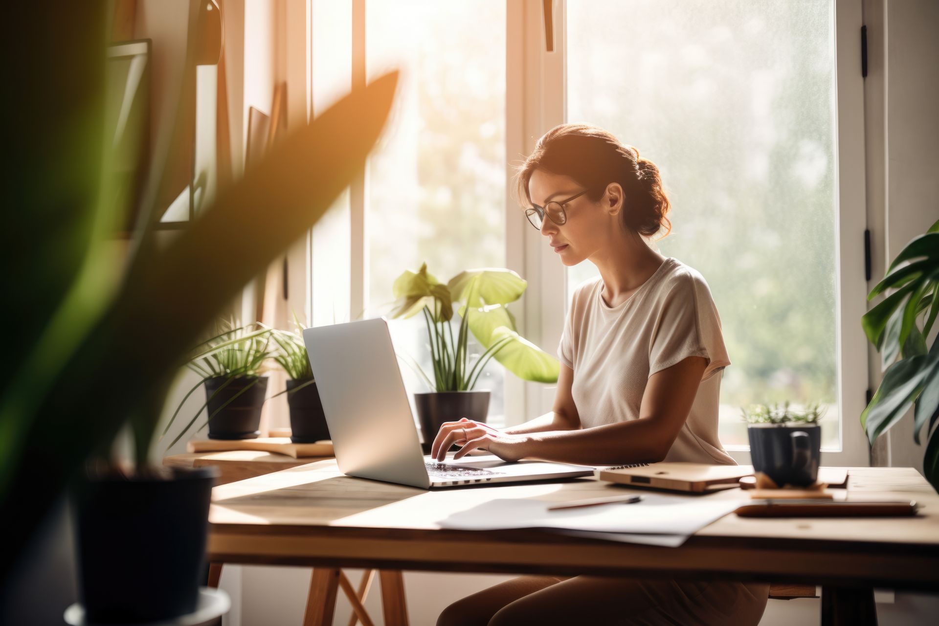 Image d'une femme saisissant des données sur le clavier d'un ordinateur
