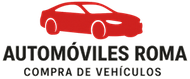 Red car logo with the words "AUTOMÓVILES ROMA COMPRA DE VEHÍCULOS."
