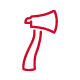 Icono de hacha roja.