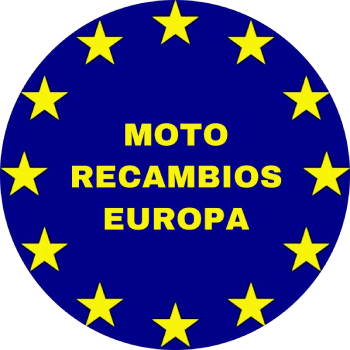 Un círculo azul con estrellas amarillas que dice moto recambios europa
