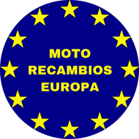 Un círculo azul con estrellas amarillas que dice moto recambios europa