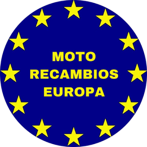 Un círculo azul con estrellas amarillas que dice moto recambios europa
