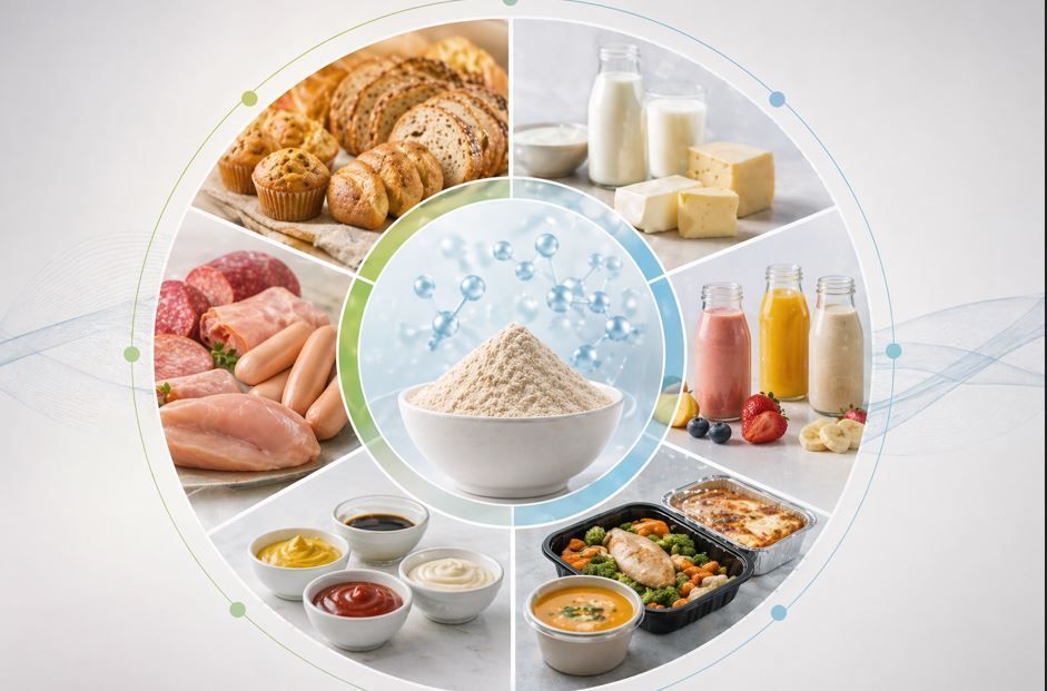 Collage sobre seguridad alimentaria con bacterias