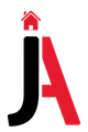 Logo de Jesús Aragón, agente inmobiliario, en negro y rojo con un icono de casa