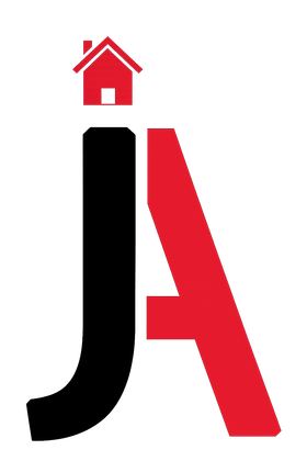 Logo de Jesús Aragón, agente inmobiliario, en negro y rojo con un icono de casa