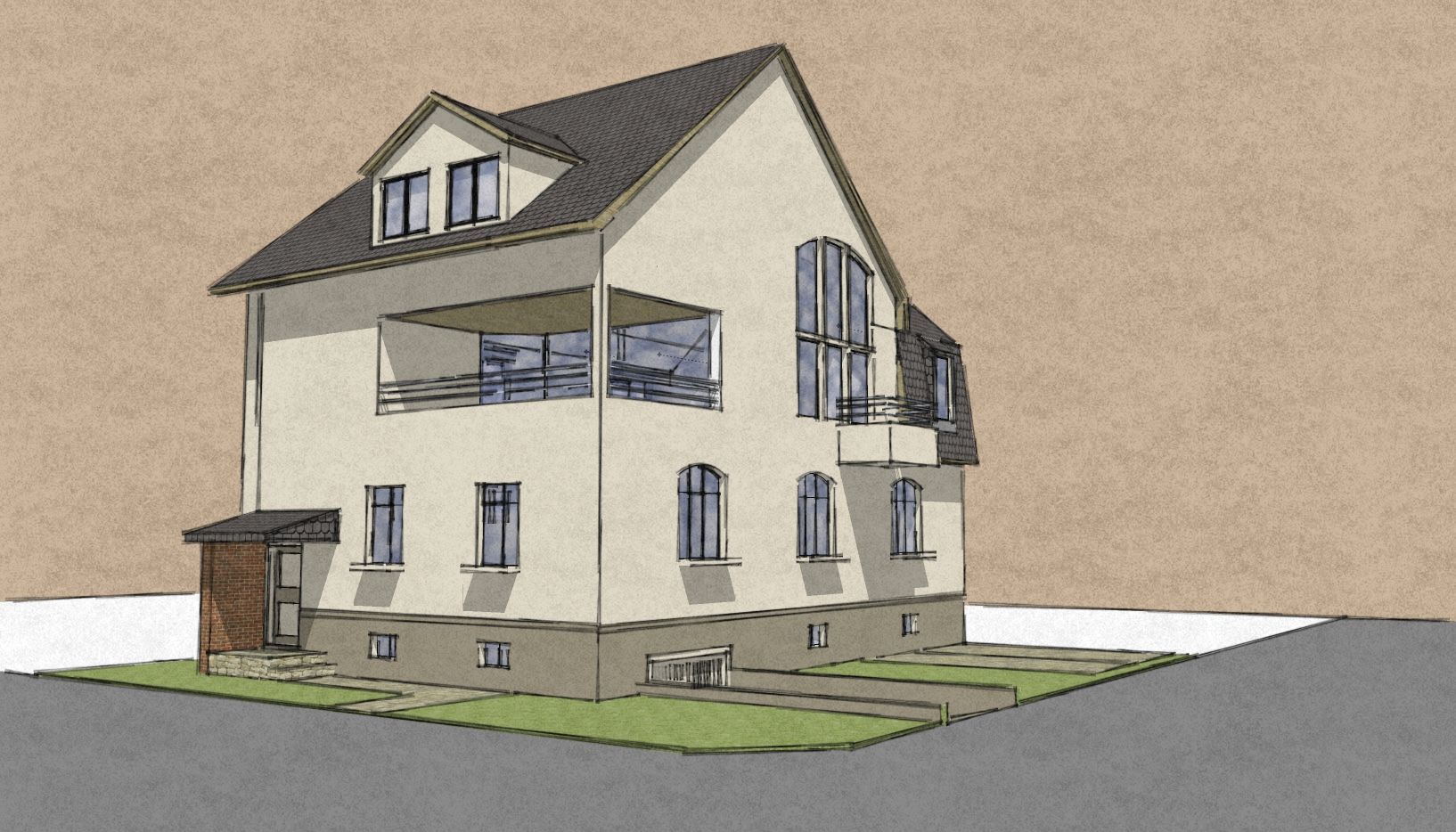 Dessin d'une maison vue de l'extérieur