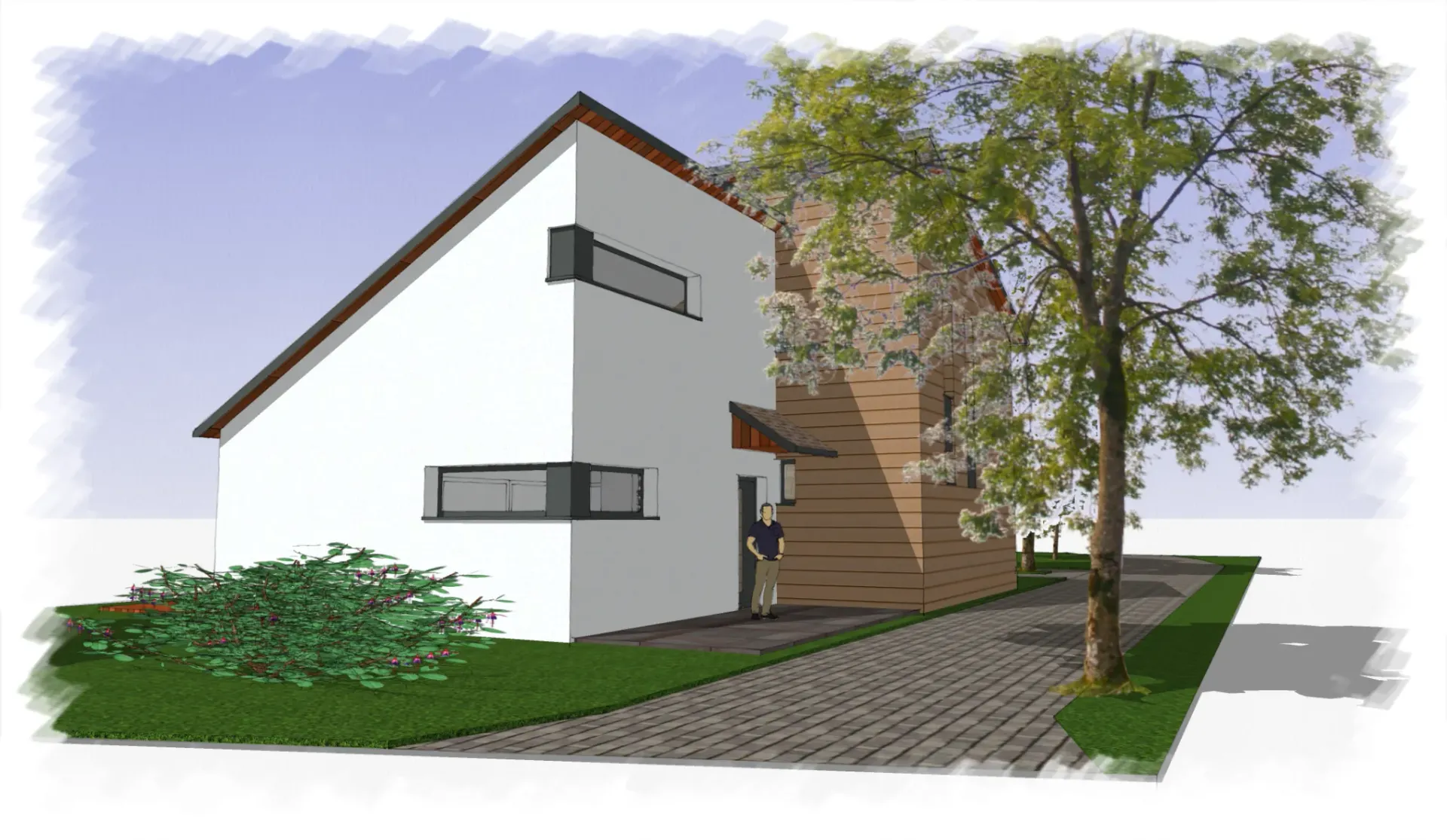 Dessin d'une maison vue de l'extérieur