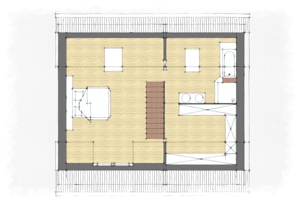 Croquis d'une chambre parentale
