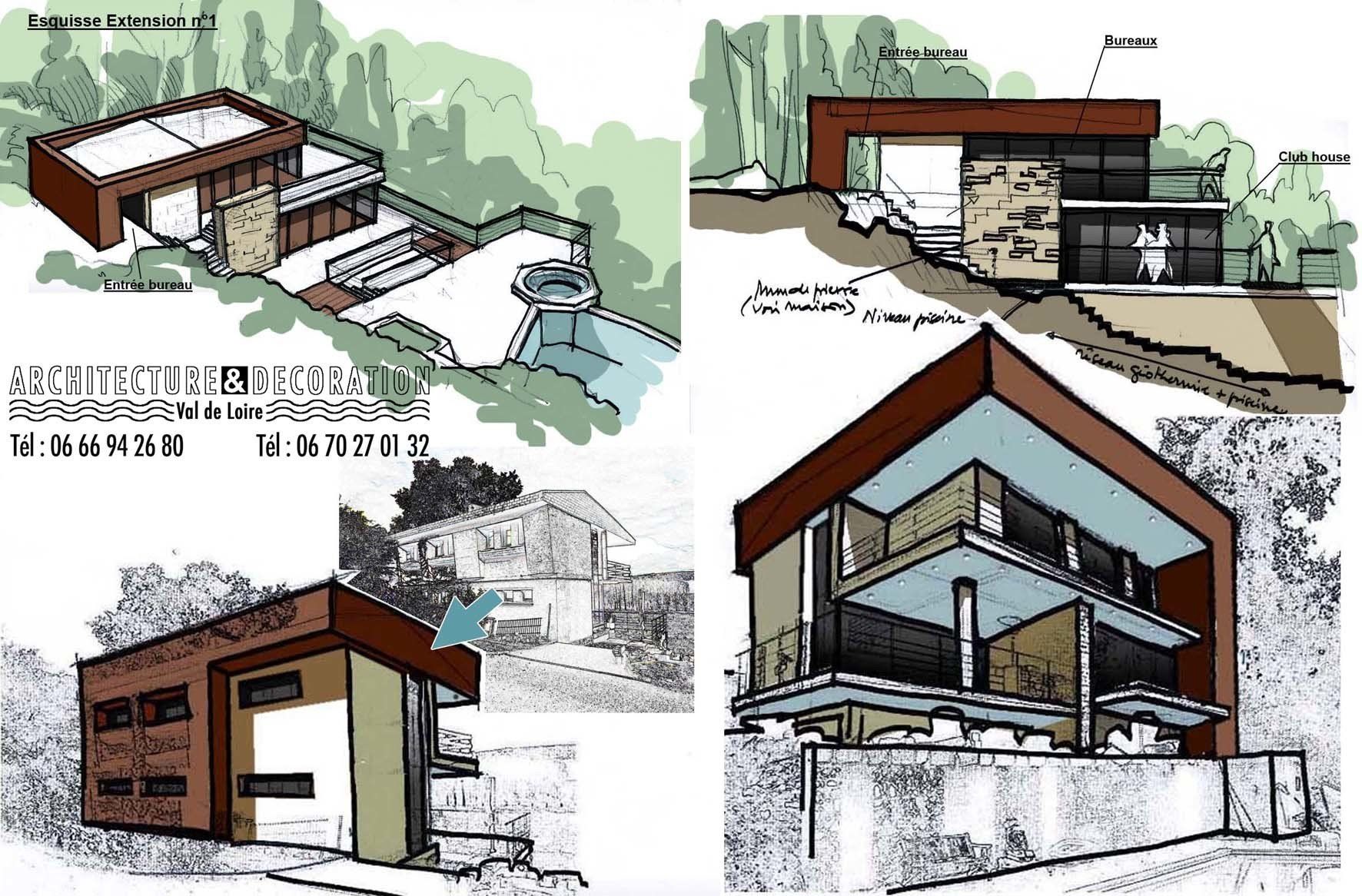 Quatre plans d'une maison contemporaine à rénover