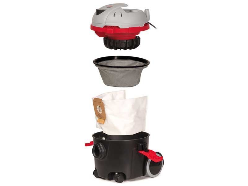 Ein Staubsauger wird zerlegt, um die Einzelteile zu zeigen.