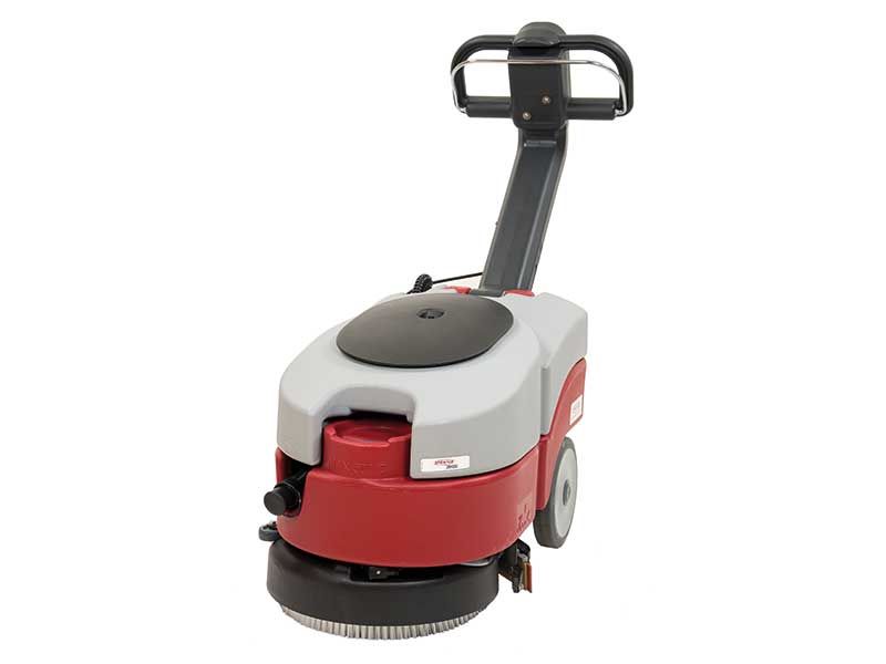 Eine rot-graue Maschine mit einem Griff auf weißem Hintergrund.