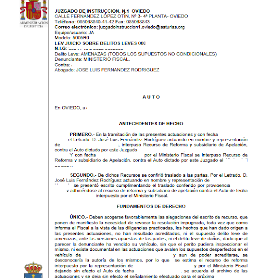 Documento legal oficial de la administración de Asturias relativo al plazo para notificar a un tribunal y presentar un recurso.