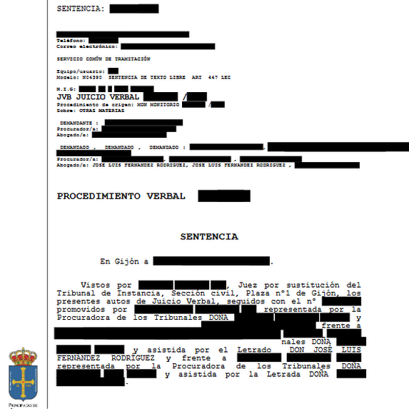 Documento jurídico con encabezado judicial, titulado 