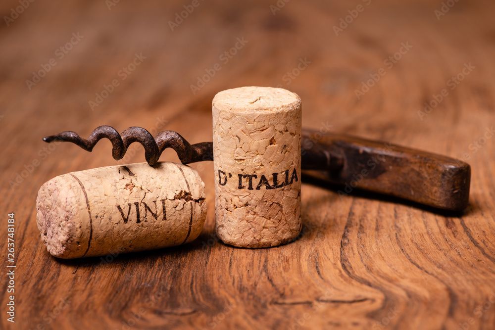 Four bottles of wine are lined up on a table including rubro