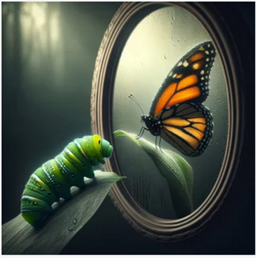 Ein Schmetterling hängt von einem Ast.