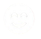 Un dibujo en blanco y negro de una cara sonriente sobre un fondo blanco.