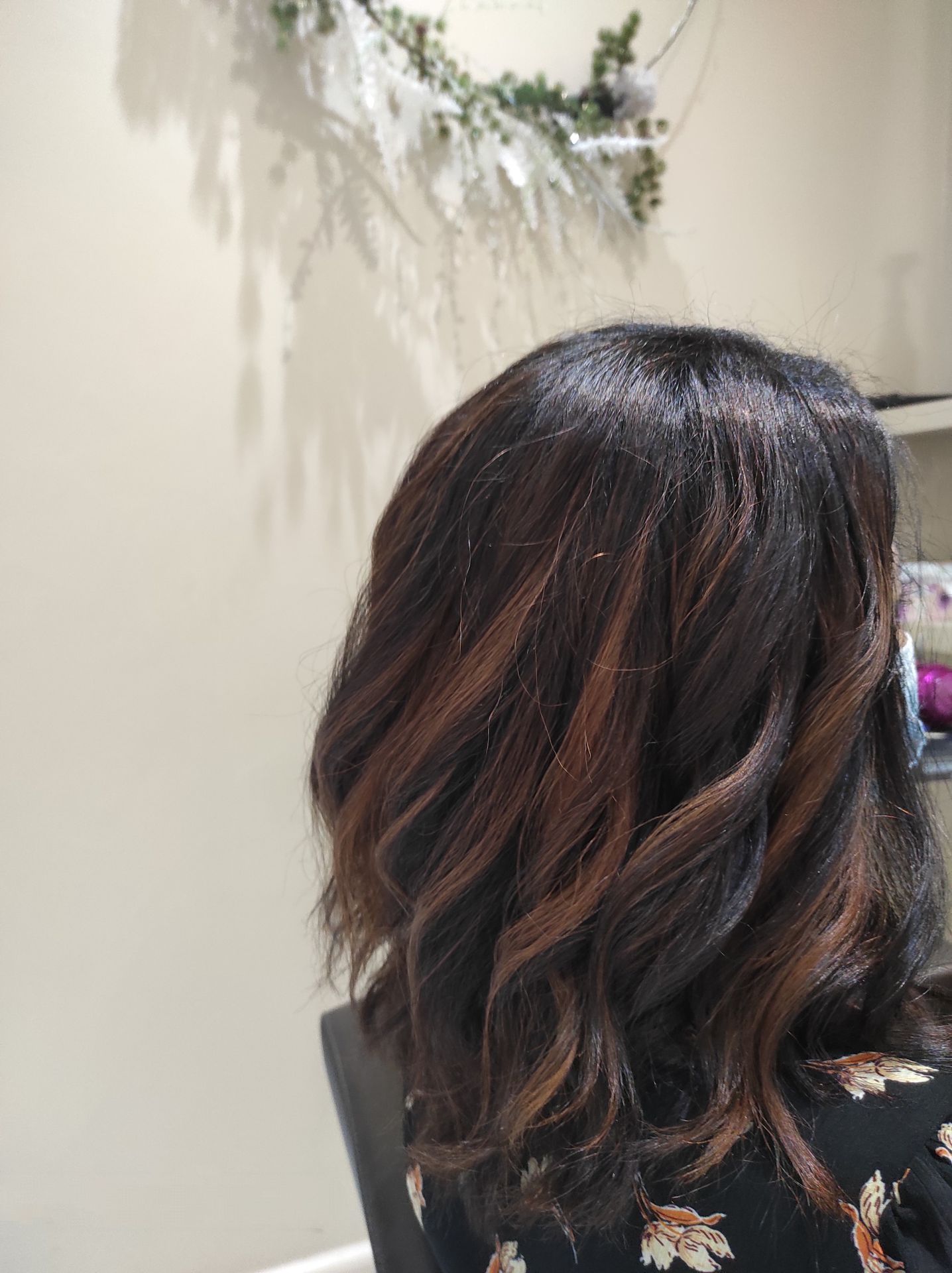 Carré long bouclé avec ombré