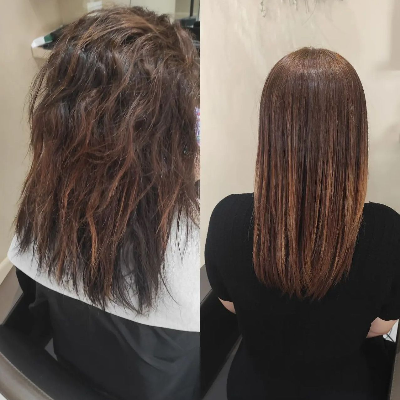 Lissage brésilien de cheveux mi-longs