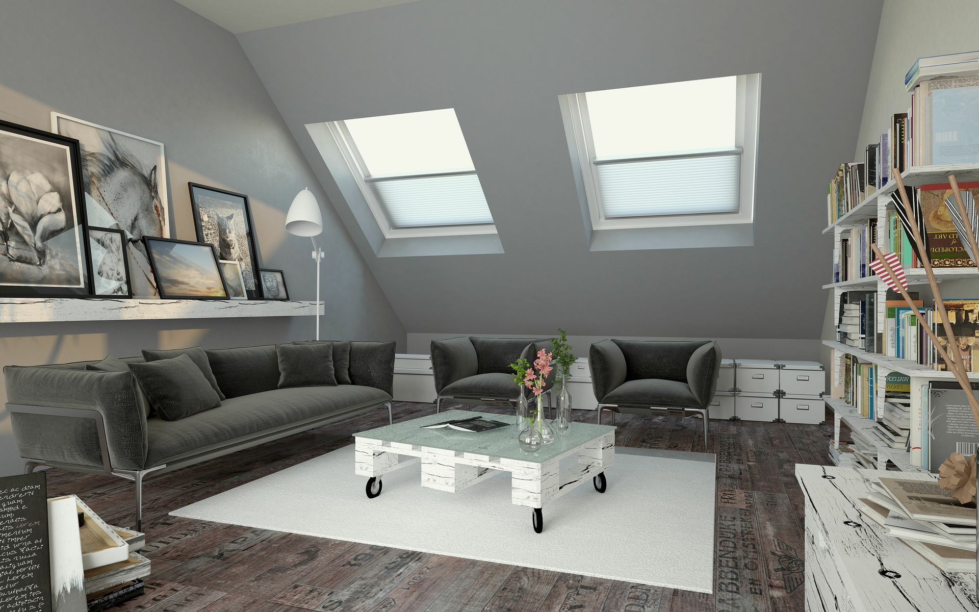 Un espace détente équipé de deux fenêtres de toit