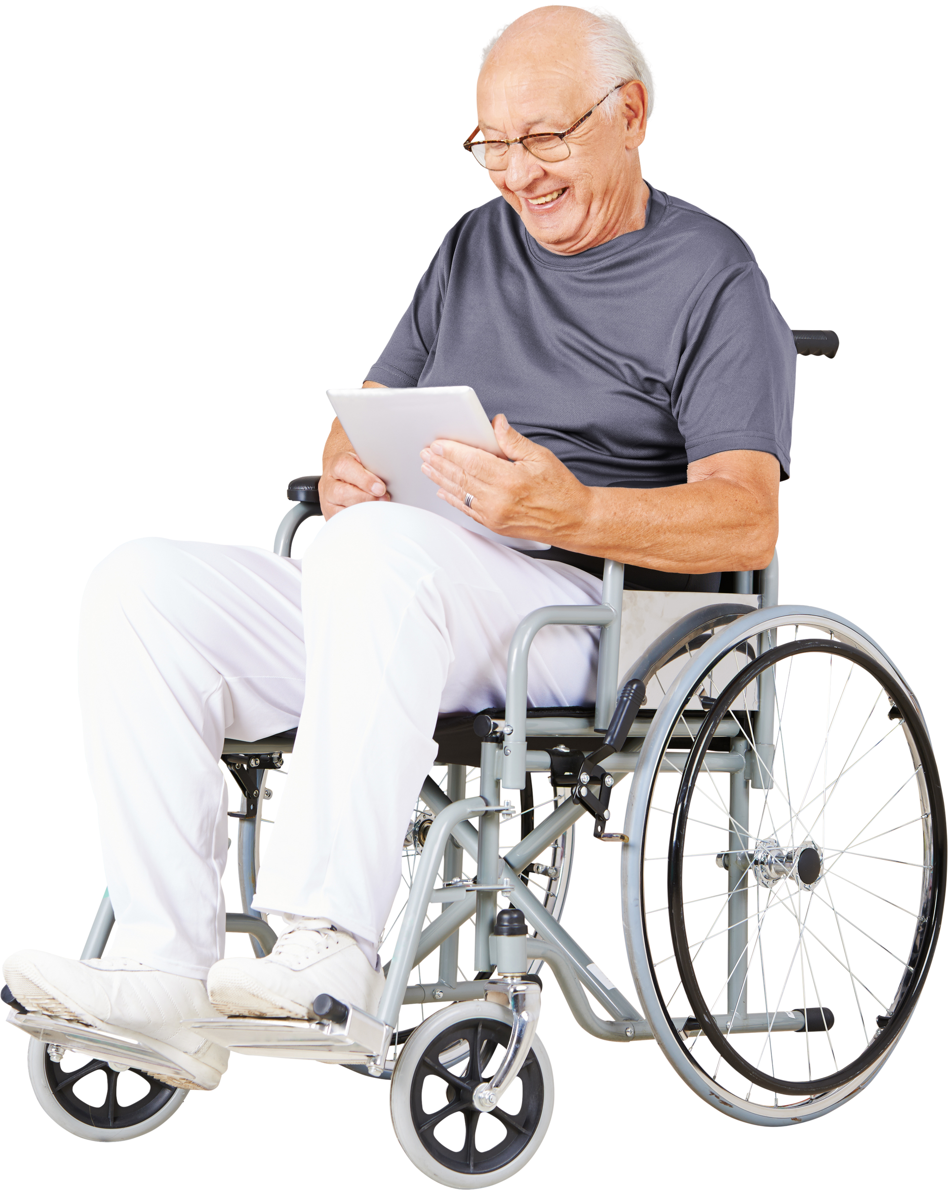 Un vieil homme en fauteuil roulant